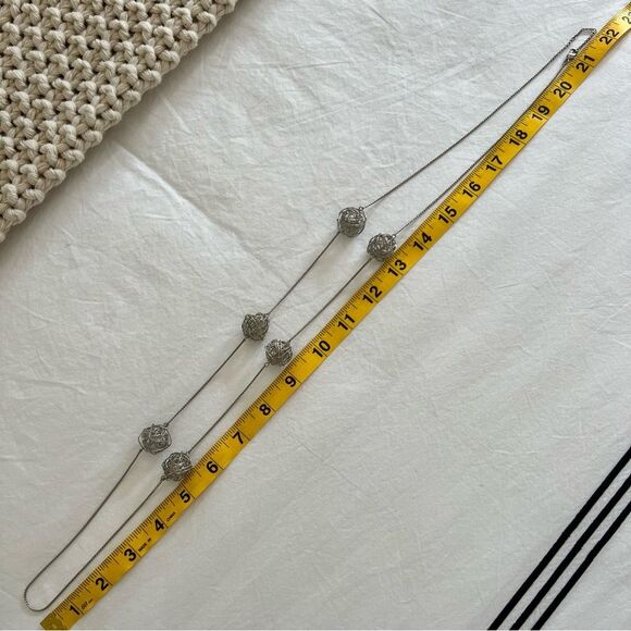 Long Chain Silver Knot Ball Necklace - Picture 2 of 4